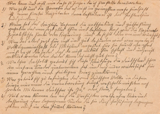 Handschrift Franz Jägerstätters, 10(11) Fragen. © Erna Putz / Handschrift Franz Jägerstätters, 10(11) Fragen. © Erna Putz Handschrift Franz Jägerstätters, 10(11) Fragen. © Erna Putz